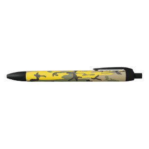 Yellow and Green Camouflage, Military, Army Black Ink Pen