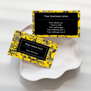 Yellow and Green Camouflage, Military, Army Business Card
