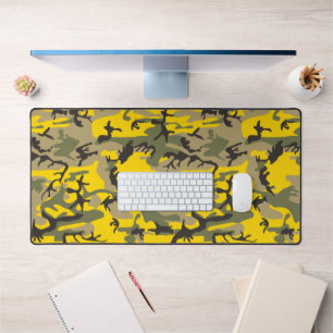 Yellow and Green Camouflage, Military, Army Desk Mat