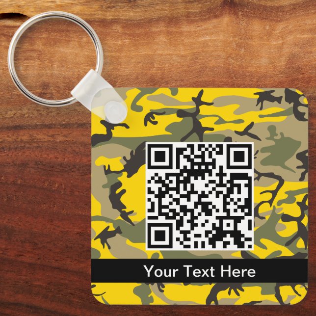 Yellow and Green Camouflage, Military, Army Key Ring (Front)