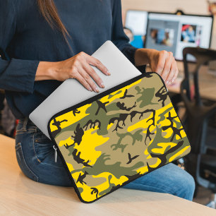 Yellow and Green Camouflage, Military, Army Laptop Sleeve