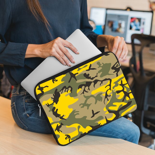 Yellow and Green Camouflage, Military, Army Laptop Sleeve (Creator Uploaded)