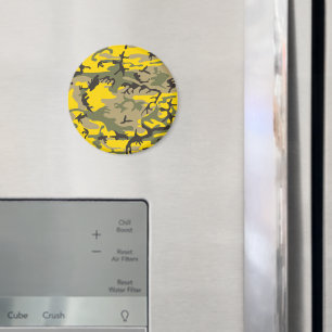 Yellow and Green Camouflage, Military, Army Magnet