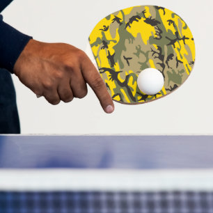 Yellow and Green Camouflage, Military, Army Ping Pong Paddle