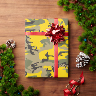 Yellow and Green Camouflage, Military, Army Wrapping Paper