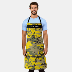 Yellow and Green Camouflage Your name Personalise Apron