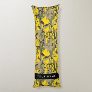 Yellow and Green Camouflage Your name Personalise Body Cushion