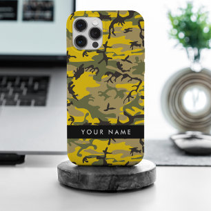 Yellow and Green Camouflage Your name Personalise iPhone 15 Pro Max Case