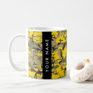 Yellow and Green Camouflage Your name Personalise Coffee Mug