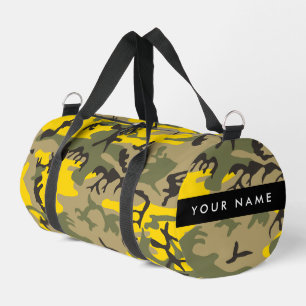 Yellow and Green Camouflage Your name Personalise Duffle Bag