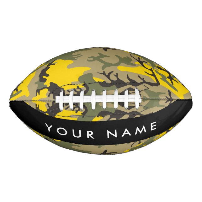 Yellow and Green Camouflage Your name Personalise Football (Front)
