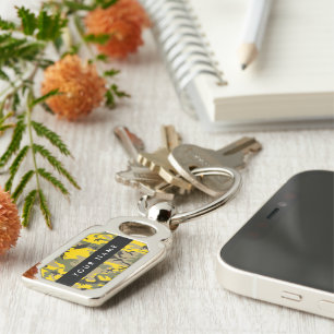 Yellow and Green Camouflage Your name Personalise Key Ring