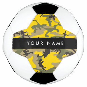 Yellow and Green Camouflage Your name Personalise Soccer Ball