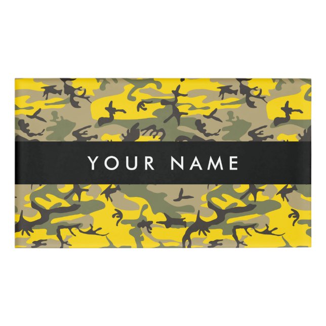 Yellow and Green Camouflage Your name Personalise Tag (Front)