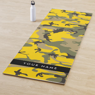 Yellow and Green Camouflage Your name Personalise Yoga Mat