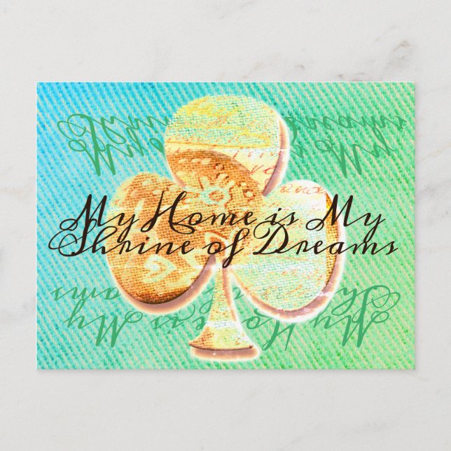 Yellow and Green canvas clover with your text Postcard (Front)