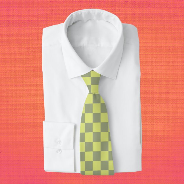 Yellow and Green Chequerboard Tie (Creator Uploaded)