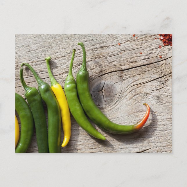 Yellow and Green Chilli Pepper Postcard (Front)