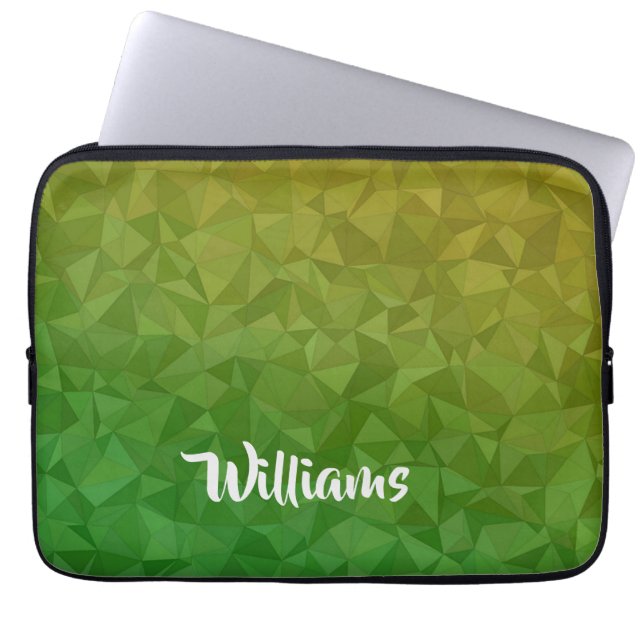 Yellow and green crystal patterned laptop sleeve (Front)