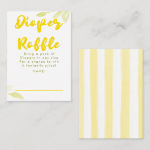 Yellow and Green Diaper Raffle Baby Shower Tickets Enclosure Card