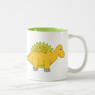 Yellow and Green Dinosaur+Personalise Name Two-Tone Coffee Mug