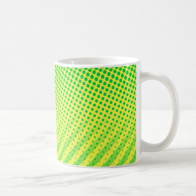Yellow and Green Dots and Stripes Coffee Mug (Right)