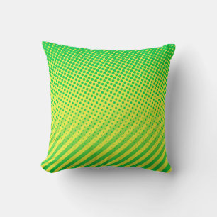 Yellow and Green Dots and Stripes Cushion