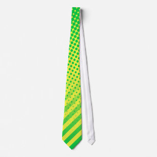 Yellow and Green Dots and Stripes Tie