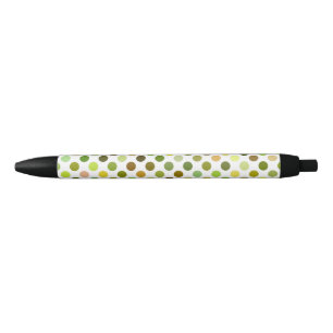 Yellow and Green Dots Black Ink Pen