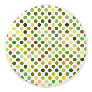 Yellow and Green Dots Ceramic Knob