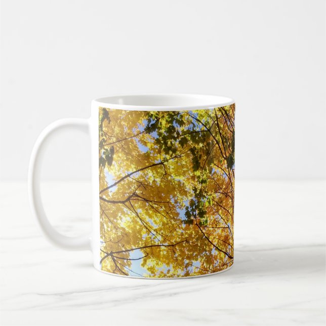 Yellow and Green Fall Foliage Coffee Mug (Left)
