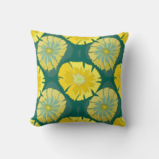 Yellow and Green Floral Design Cushion