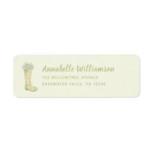 Yellow and Green Floral Rain Boots Return Address Label