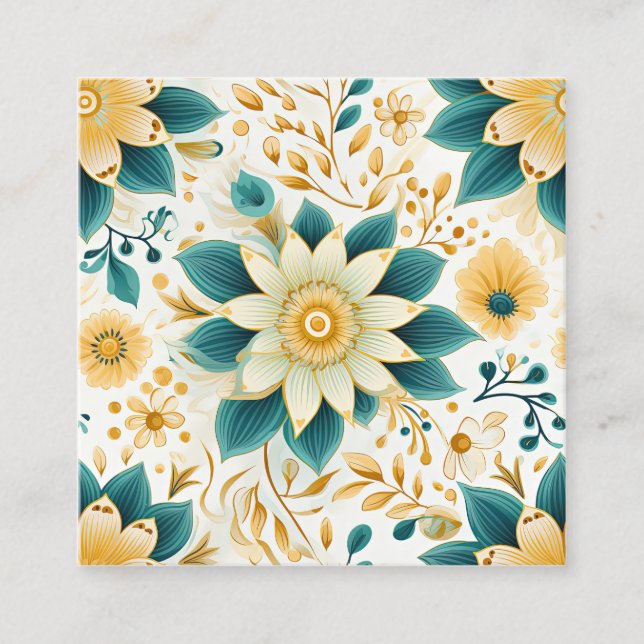Yellow and Green Floral Seamless Pattern Calling Card (Front)