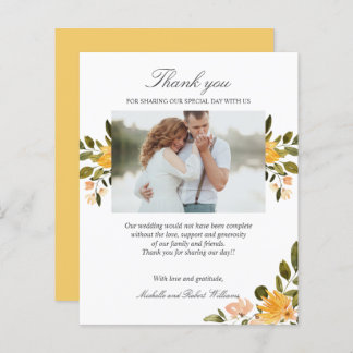 Yellow and green floral Wedding Photo THANK YOU