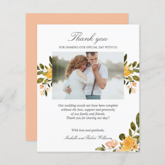 Yellow and green floral Wedding Photo THANK YOU