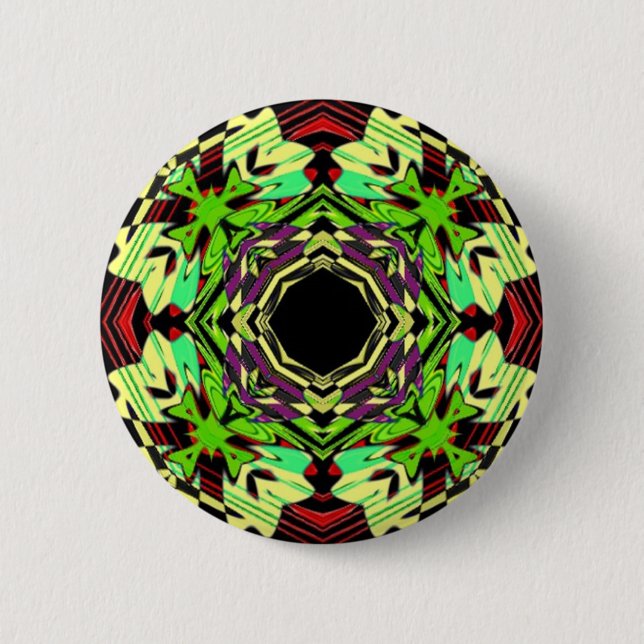 Yellow and Green geometric pattern 6 Cm Round Badge (Front)