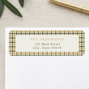 Yellow and Green Gingham Return Address Label