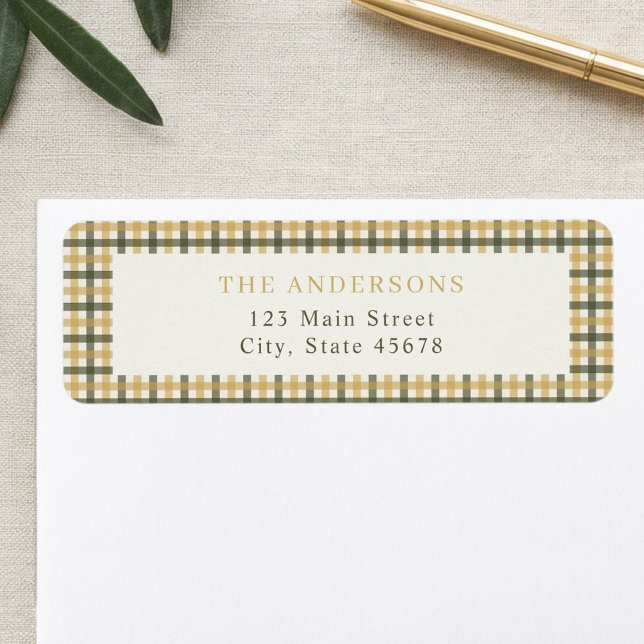 Yellow and Green Gingham Return Address Label (Creator Uploaded)