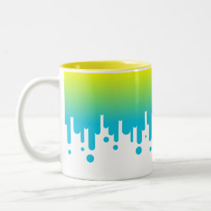 Yellow and green gradient dripping  Two-Tone coffee mug