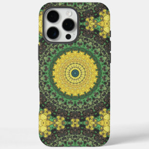 Yellow and Green Kaleidoscope Mandala Pattern iPhone 16 Pro Max Case