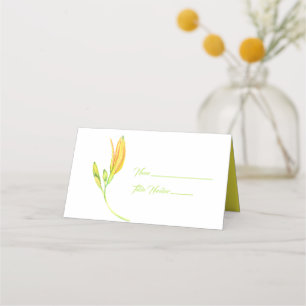 Yellow and Green Lily Stem Name Place Card