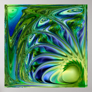 Yellow and Green Marine Spiral Poster