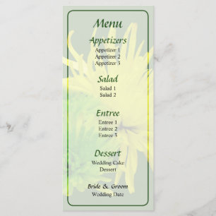 Yellow and Green Mums Wedding Menu