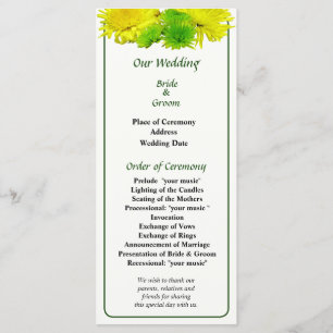 Yellow and Green Mums Wedding Program