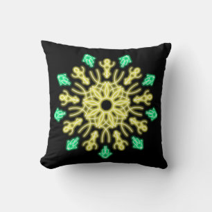 Yellow and green neon flower cushion
