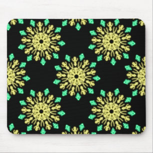 Yellow and green neon flower mouse pad