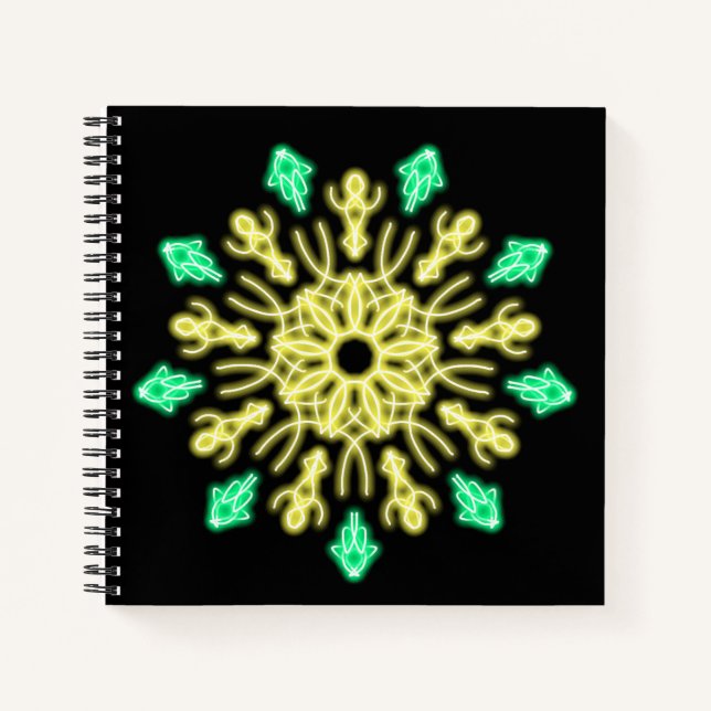 Yellow and green neon flower notebook (Front)
