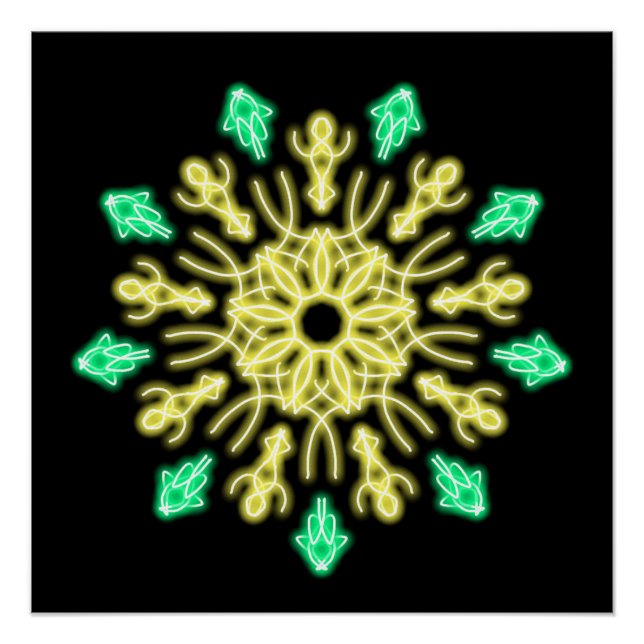Yellow and green neon flower poster (Front)