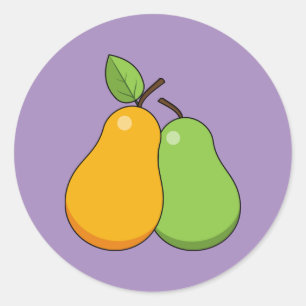 Yellow and Green Pears Classic Round Sticker